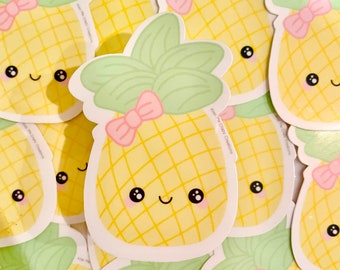 Kawaii Pineapple Sticker | Water-Resistant Vinyl Decal