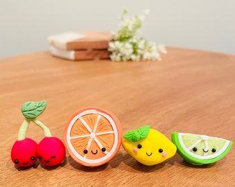 Fruit magnets set of 4| Cute Fridge Magnets fun| Citrus magnets| Tutti Fruitti| Kitchen decor| Cute gifts for housewarming| Polymer clay