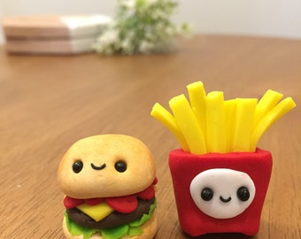 Hamburger and or French fries magnet| Takeout food gift| Polymer clay magnets| Foodie gift| cute food magnets| Refrigerator magnets cute