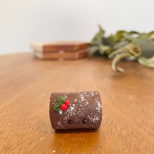 Feestelijke Yule Log/Bûche de Noël polymeerklei koelkastmagneet