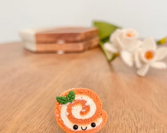Handcrafted Mini Pumpkin Roll Polymer Clay Magnet