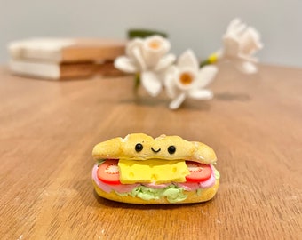 Polymer Clay Sub Magnet, Handmade Miniature Sandwich Fridge Decor