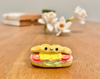 Sub oder Hoagie Miniatur Essen Magnet, süße Geschenkidee, Kühlschrank Dekor, Miniatur Sandwich, Foodie Geschenk, Ton Essen Magnet