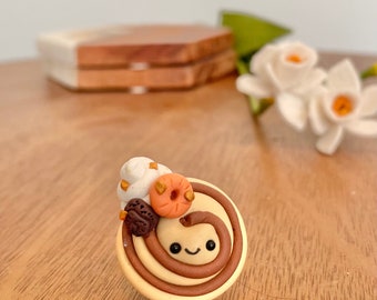 Mini Pumpkin Spiced Cinnamon Bun Polymer Clay Magnet