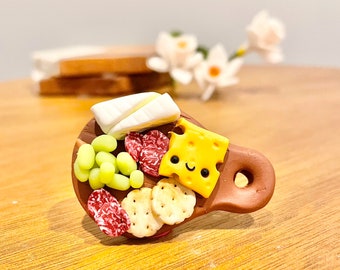 Charcuterie Board Magnet, Handmade Polymer Clay Cheese Plate, Kawaii Food