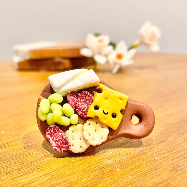 Charcuterie cheese plate miniature food magnet, refrigerator magnet, cheese board, faux food, tiny food, kawaii magnet, clay magnet