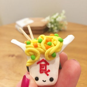 Chinese takeout box magnet Noodles magnet Takeout food gift Polymer clay magnets Foodie gift Chinese food Refrigerator magnets cute image 2