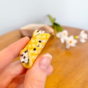 Italian Cannoli magnet, chocolate chip cannoli fridge magnet, cute fake food magnet, foodie miniature gift, Baker gift idea, Italian gift image 2