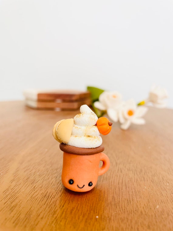 Handcrafted Pumpkin Spiced Latte Polymer Clay Magnet, Coffee Lover