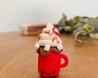 Adorable Kawaii Hot Chocolate Polymer Clay Magnet - Whimsical and Sweet Holiday Decor