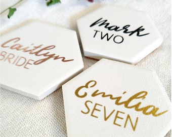 Hexagon Wedding Escort Card | Tile Escort Place Card | Custom Table Setting | Custom Name Hexagon Tile | Wedding Table Number| Bridal Shower