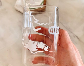 Unique Glass Squared Cups [2 Cups] | ‘Home Is…’ Cups| Custom Espresso Cup| Personalized Glass Cup | Anniversary Gift| Gift for Couples