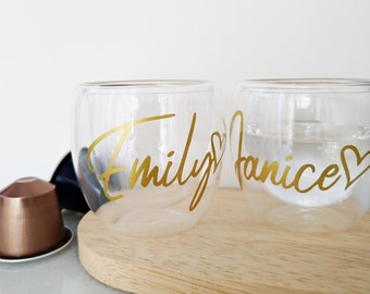 Personalized Double Wall Glass Espresso Cup: Custom Coffee Gift