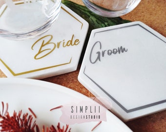 Custom Marble Coaster Set| Gift Box Set| Couple Gift |Custom Design Coaster| Gold Silver Coaster Design| Housewarming Gift