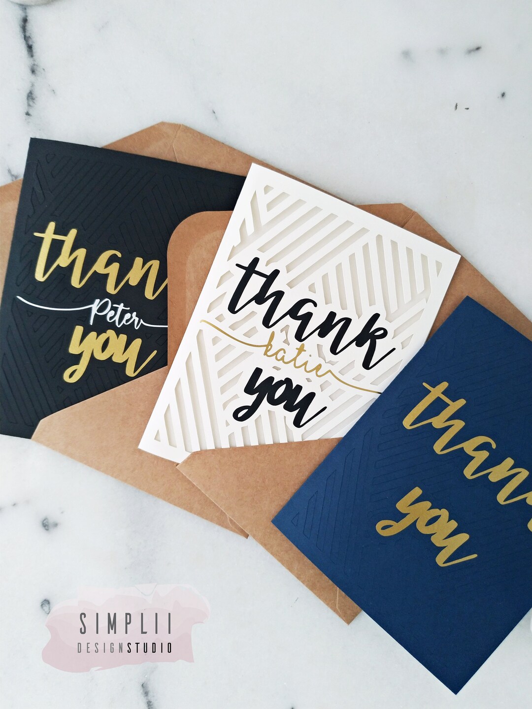 Personalized Card pack of 3 Custom Name Thank You Card Etsy Canada