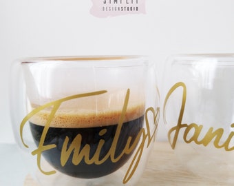 Personalized Double Wall Espresso Glass: Custom 3oz Coffee Cup