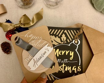 Christmas Ornament & Custom Card Bundle | Personalized Holiday Ornament | Flat Acrylic Ornament | Personalized Holiday Gift