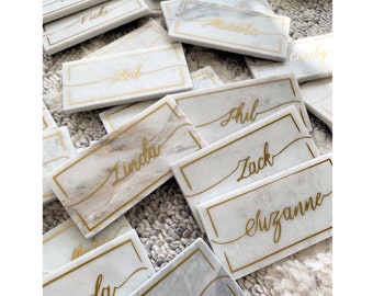 Marble Place Cards: Wedding Table Decor, Natural Stone Tile