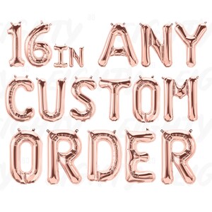 Balões de letras - qualquer frase personalizada letras e números do alfabeto de 16" | Crie seu próprio banner | ouro rosa