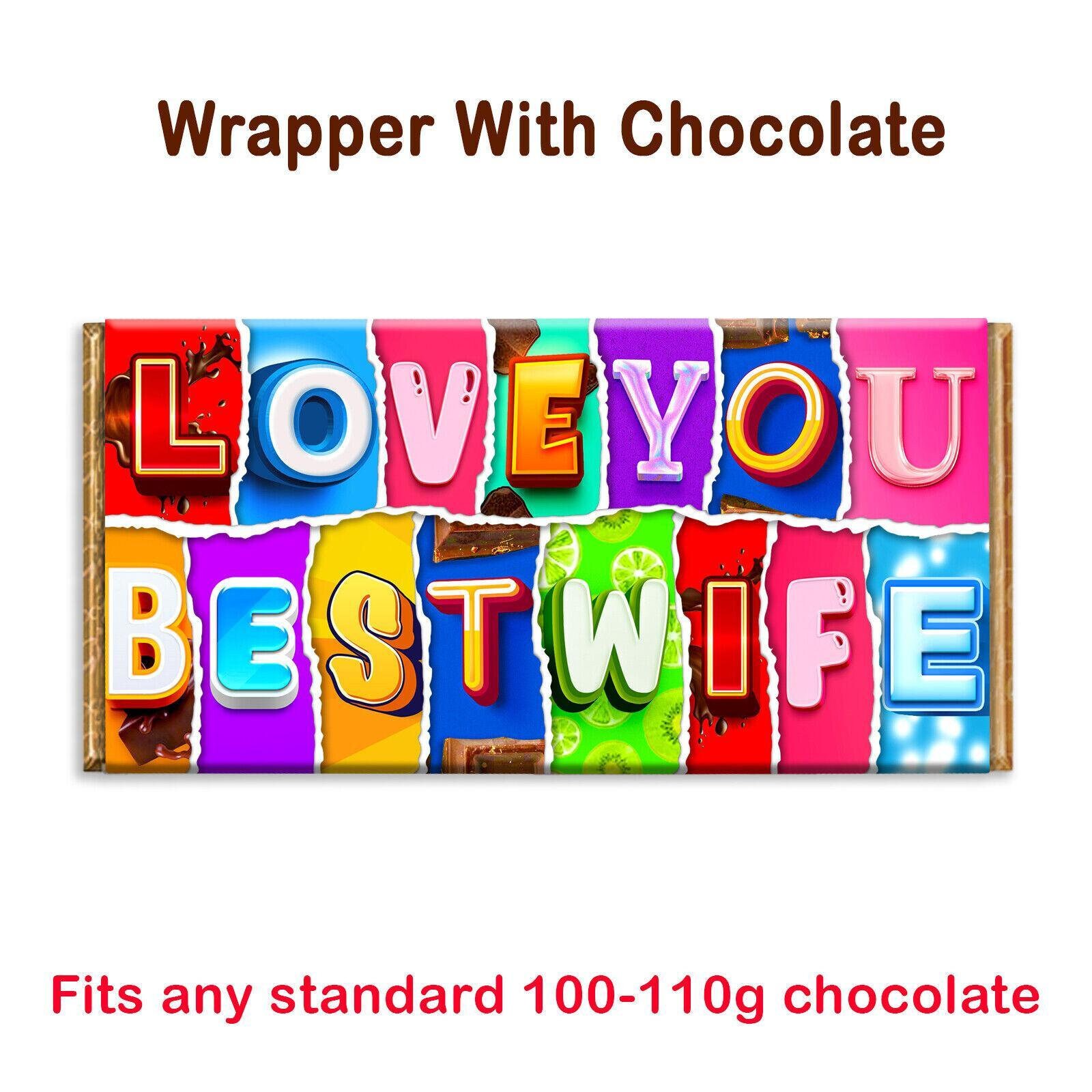 Love You Wife Novelty Chocolate Bar Wrapper Birthday Valentine Etsy UK