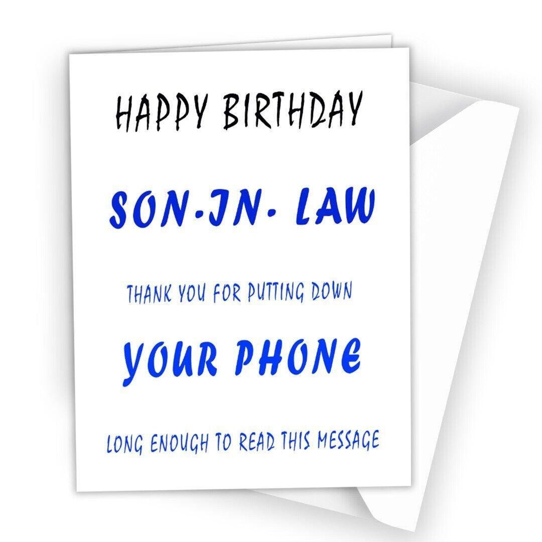 Birthday Card Son in Law Funny Happy Rude Joke for Child Boy Son Phone ...