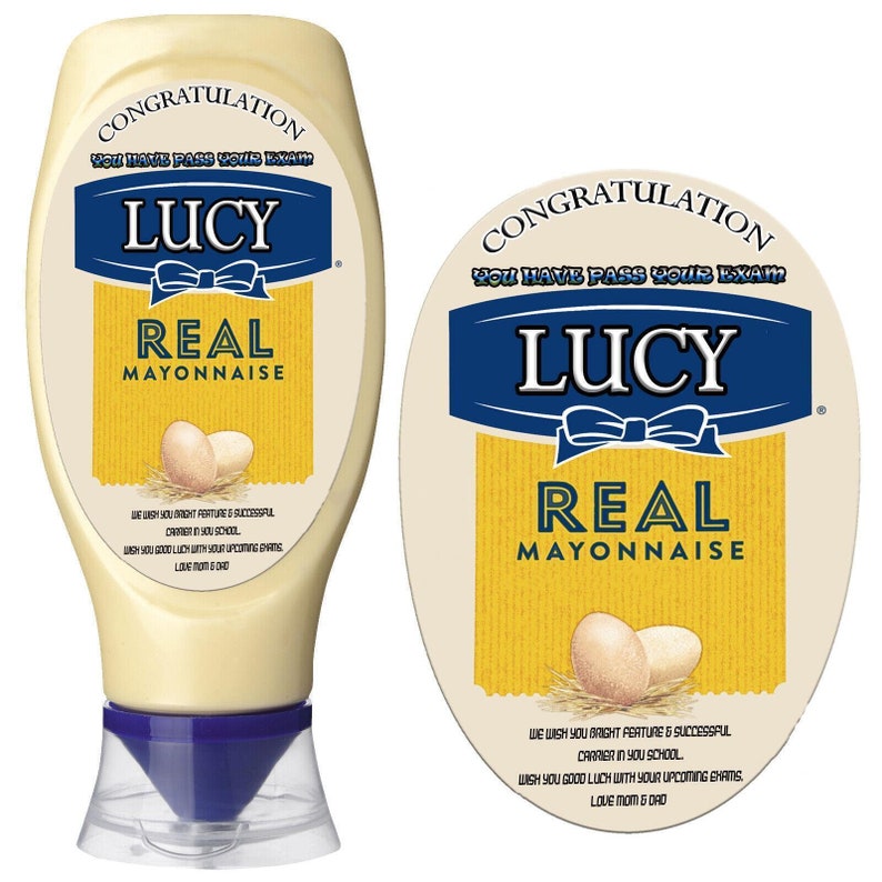 Personalised Customised Bottle Label Sticker for Hellmanns Real