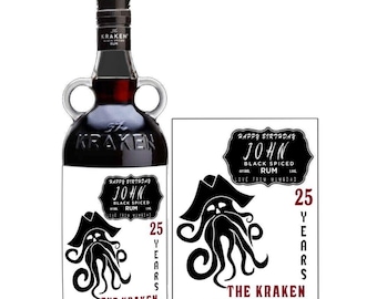 Personalised Kraken Rum Bottle Label Birthday Any Occasion Bl122