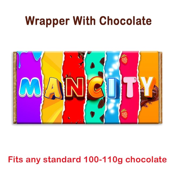 Mancity Manchester City Fc   Chocolate Bar Wrapper Novelty Gift(smch-1297)