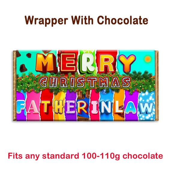 Merry Christmas Father in Law Novelty Chocolate Bar Wrapper Gift
