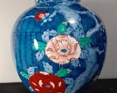 Beautiful arita vase peony and plum flowers printed antique