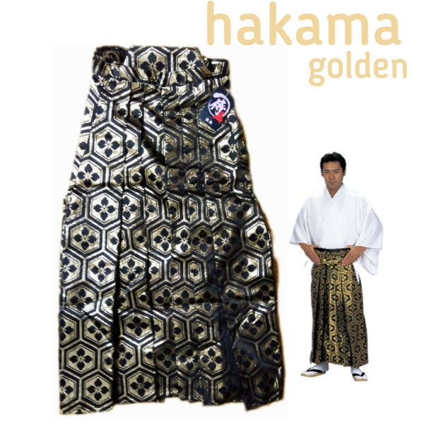 pantalon de samouraï, hakama pour homme ou femme / doré