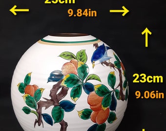 九谷焼Kutani Ware Ceramic Vase Vintage Kutani Ware (九谷焼) Flower Vase / Peach and Bird - Etsy