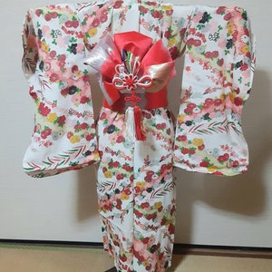 Set of furisode kimono and obi for girls