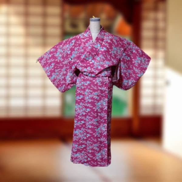 kimono motif bingata / taille S japonaise / laine