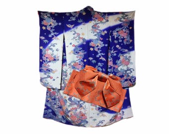 Set di cintura furisode e obi, kimono furisode bingata di Okinawa, cintura obi prefabbricata / seta