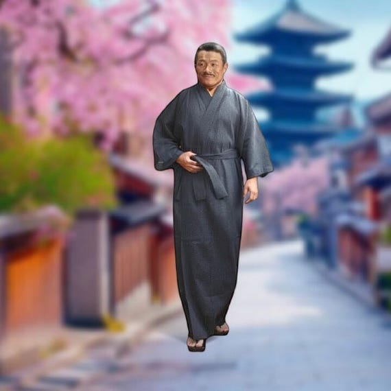Yukata With Obi Belt for Men / Cotton Kimono Robe - Etsy display picture 1