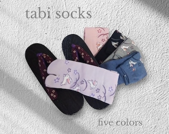 Calcetines tabi japoneses para mujer / Lindo estampado de conejo
