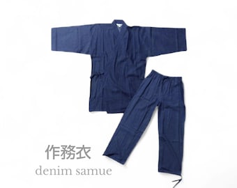 Samue en denim pour homme ou femme, 100 % coton / Tailles japonaises M, L et LL