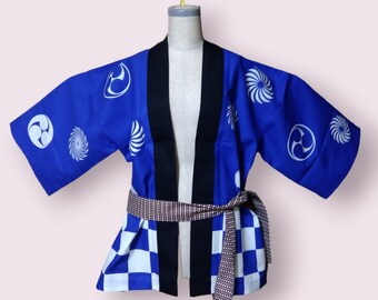 Set of Happi Jacket, Obi Belt, and Towel / 