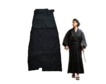 Pantalones hakama para hombres y mujeres / pantalones samurái de estilo tradicional japonés / negros