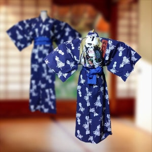 Yukata and obi belt set for men / Japanese LL size image 1