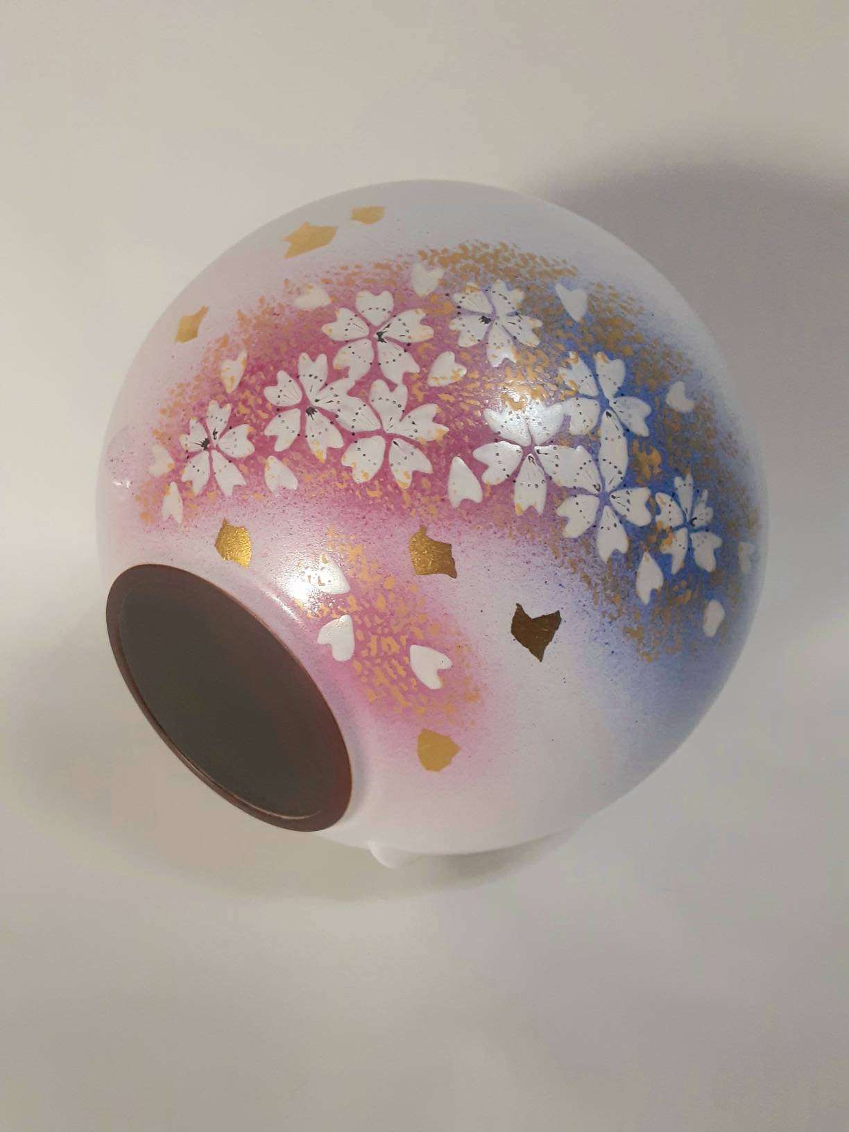 九谷焼Kutani Ware Ceramic Vase Kutani Ware (九谷焼) Flower Vase / Sakura and Gold Leaf - Etsy