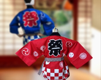 Set van happi-jasje, obi-riem en handdoek / "matsuri" festival