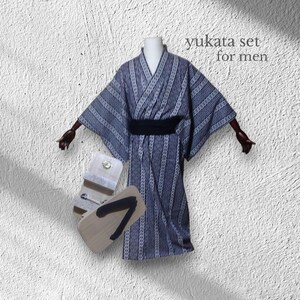yukata set for men / yukata, obi belt, and geta sandals
