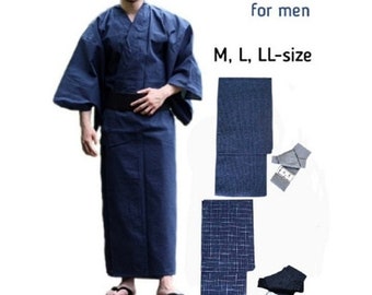 set of yukata and obi belt for men / three sizes