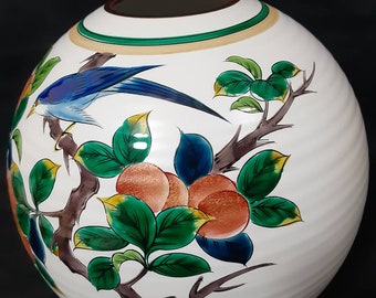 Vintage Kutani Ware (九谷焼) Flower Vase / Peach and Bird - Etsy