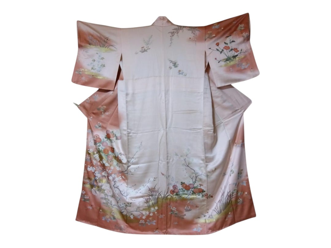 Kyoto Yuzen Kimono Japanese Flowers Etsy