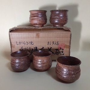 Five yunomi (湯呑み) set / shigaraki ware (信楽焼)