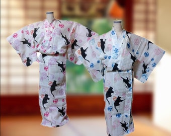 yukata for women / cute cats pattern