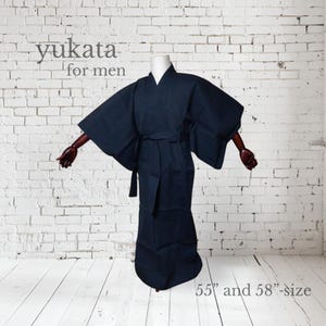 yukata with obi belt for men / cotton kimono robe